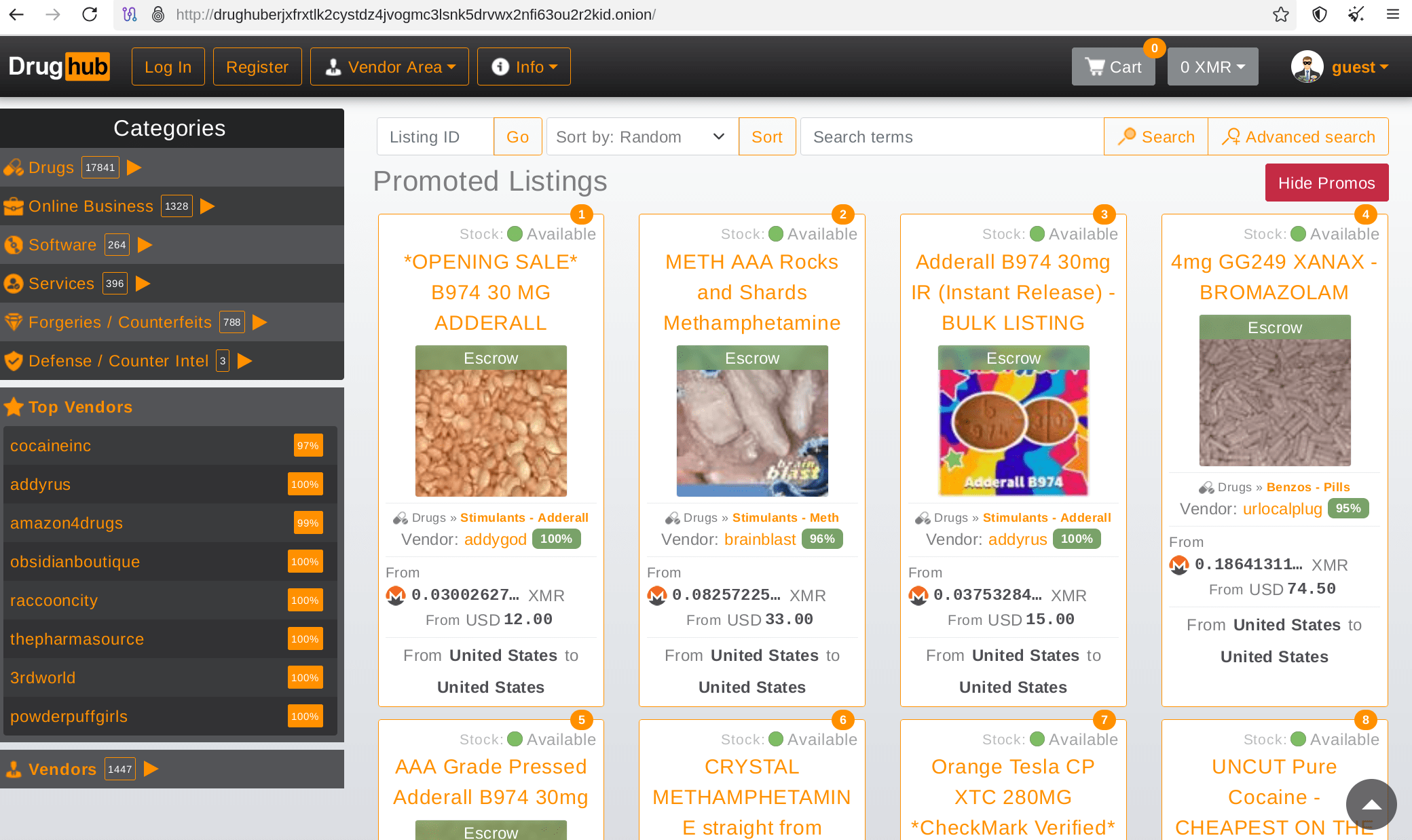 DrugHub Listings Interface